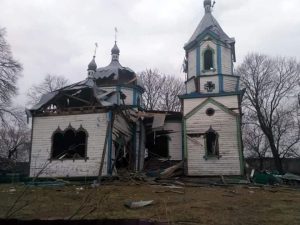 В результате вчерашнего обстрела села Вязовка Житомирской области разрушена деревянная церковь Рождества Пресвятой Богородицы