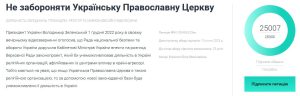 Требуемый минимум голосов у петиции с просьбой не запрещать УПЦ собран