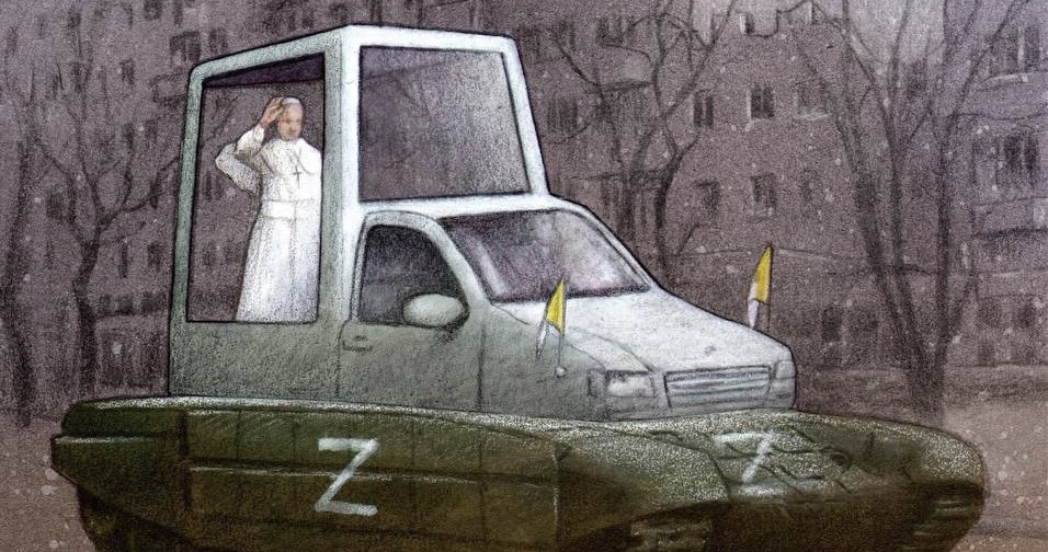 Папа Франциск на шасси от Z-танка: обложка польского издания Wprost