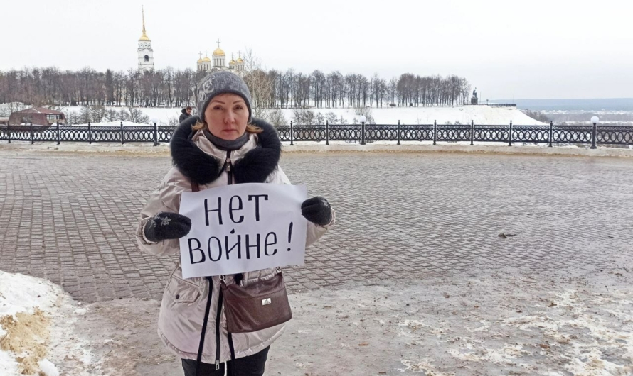 Жительница Владимира, неоднократно выходившая с антивоенными плакатами на Соборную площадь, покинула страну