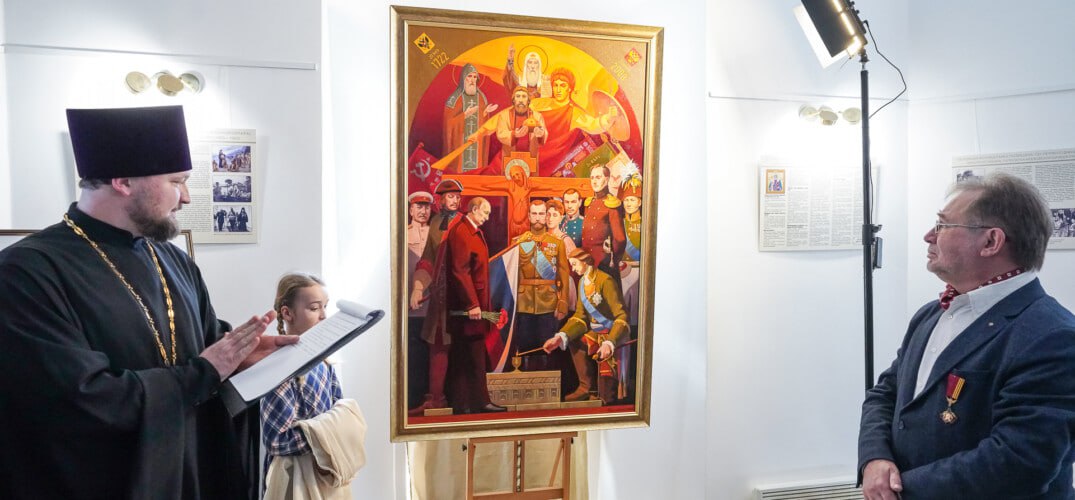 Весной в Нижнем Новгороде открыли выставку картины с Путиным и Петром I у могилы Кузьмы Минина