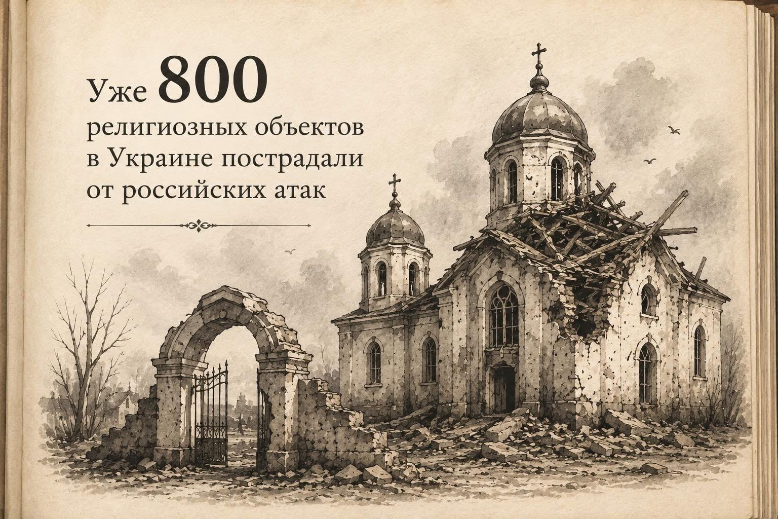 Уже 800 религиозных объектов в Украине пострадали от российских атак